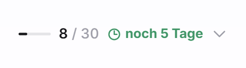 Die Schaltfläche Nutzung in der Kopfzeile mit dem Gesprächszähler und dem Hinweis noch 5 Tage