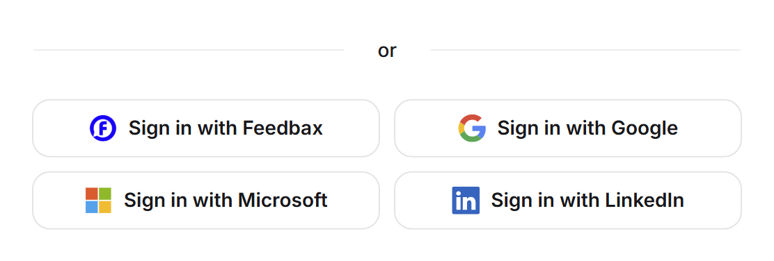 The LeadWin sign-in page with the Sign in with Feedbax button below the or divider