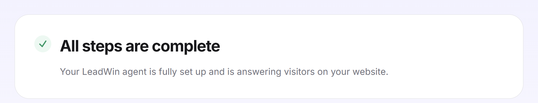 The confirmation All steps are complete with a green checkmark
